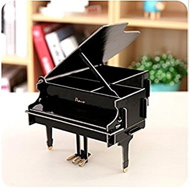 LifeDawn Cartoon Creativity DIY Wooden Office Desk Storage Box Holder for Pen/Pencil ,Cell Phone, Business Name Cards Remote Control (PIANO)
