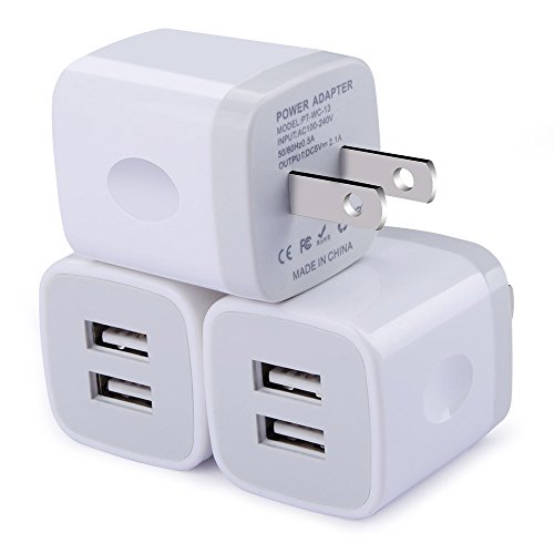 Wall Charger, [3-Pack] 5V/2.1AMP Ailkin 2-Port USB Wall Charger Home Travel Plug Power Adapter For iPhone X/8/7/7 plus, 6s/6s plus, Samsung Galaxy S7 S6, HTC, LG, Table, Motorola And More