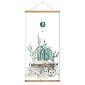 Hanging Poster Wooden Framed Cactus Theme Home Wall Canvas Prints Ready to Hang - 18"x36"