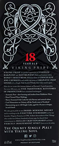 Highland Park 18 Jahre | Viking Pride | Single Malt Scotch Whisky | intensiver Whisky, Lagerung in Ex-Sherry-Fässern, der Stolz der Wikinger | 43% Vol. | 700ml Einzelflasche – Bild 6