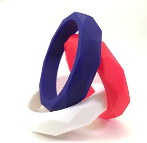 Teething Bracelets (Set of 3) For Baby Toddler Kids - Safe BPA Free Solid Silicone Teether Pain Relief Fashionable For Mom - Summer