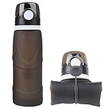 Silicone Collapsible Sports Water Bottle -Large Capacity 26 oz (750 ml) - BPA Free Foldable Bottle for Outdoor Travel & Sports & Daily use