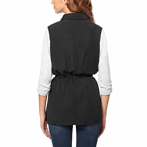 Buffalo David Bitton Ladies Lightweight Military Vest w Adjustable Waistline (XX-Large, Black)