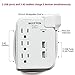 BESTTEN Portable Power Strip Surge Protector, 2.4A Dual USB Charging Ports and 3 Outlets,15A/125V/1875W, 300 Joules, 18 inch Extension Cord, White