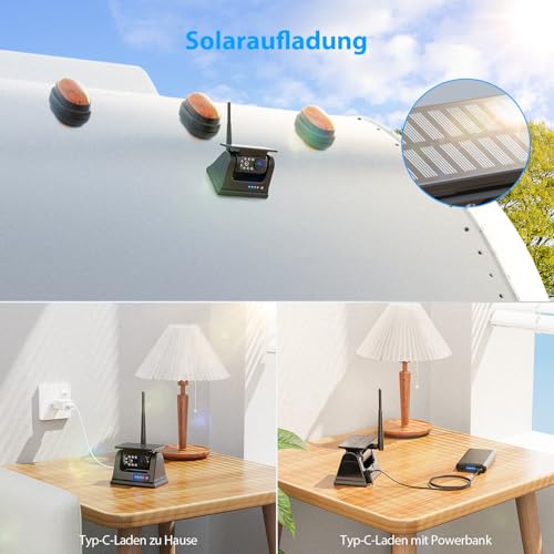 7 Inch Wireless Solar Magnetic Reversing Camera: 9600 mAh Battery, 7 Inch 1080P HD Monitor, 1 Minute Installation, IP69K Waterproof Reversing Cameras, for Trailers, Motorhomes and Trucks