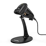 HooToo Barcode Scanner USB Barcode Scanner for Computer, Wired Barcode Scanner with Stand, Fast and Precise Auto Scan Support Windows/Mac Os/Android System, Work with Excel and Other Common Software