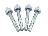 Vestil AS-383-4PK Concrete Anchor Four Bolt Kit, 3/8" Diameter x 3" Length