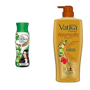 Vatika Enriched Coconut Hair Oil, 450 ml - Clinically Tested to Reduce 50% Hairfall in 4 Weeks And Vatika Ayurvedic Shampoo, 640ml : Power of Dus Poshan for 10 Hair Problems