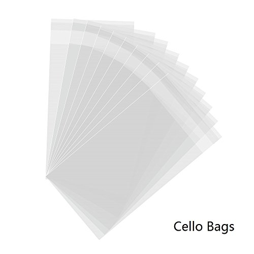 4''x7'', 200PCs Clear Cello Bags Resealable Adhesive Treat Bags OPP 1.6 Mil Cellophane Wrap for Cookies, Wedding Party Favors, Bakery, Valentine Chocolates