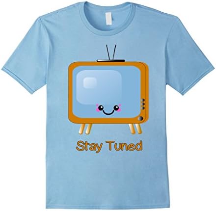 Mens Adorable Retro Television TV Stay Tuned Cartoon T-Shirt 2XL Baby Blue