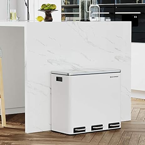 SONGMICS Basurero Reciclaje, Cubo de Basura para Cocina con 3 cubetas