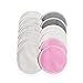 Washable Nursing Pads 10 Pack (Organic Bamboo) + Laundry & Travel Bag + Free Breastfeeding & Sleeping Guide. Feel Safe with Softest Reusable Breast Pads by BabyVoice (Medium, White-Grey-Pink)