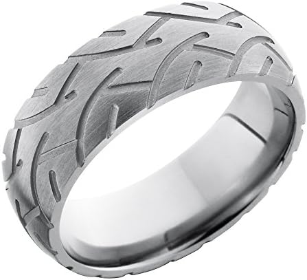 Lashbrook Titanium Tire Tread Pattern 7mm Domed Band Ring - Size 12.5
