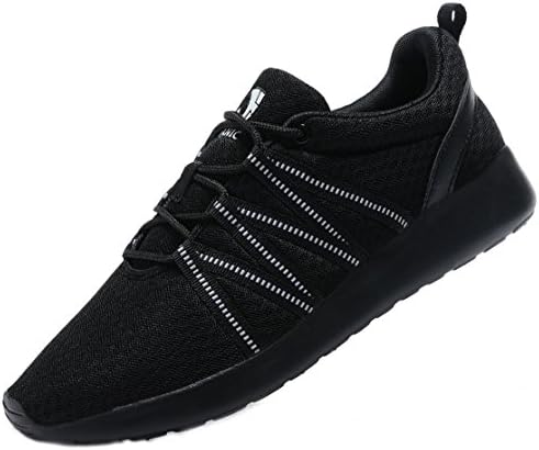 FANIC Men's Sneakers Casual Lightweight Running Shoes Athletic Workout Fitness Sports Shoes (Men,45EU/11US, All Black)