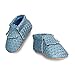 FRILLS Infant Toddlers Baby Boys Girls Soft Soled Fringe Crib Shoes PU Moccasins (0-6 M / 11cm - length, 6cm - width, Baby Blue)
