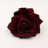 Fake Flowers Heads Big Silk Blooming Roses Artificial Flower Head for Wedding Decoration DIY Party Festival Home Decor Wreath Gift Scrapbooking Craft Flower 8pcs/lot 10cm (Burgundy)