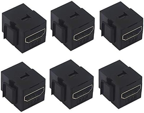 VCE HDMI Keystone Jack 6-Pack, 4K HDMI Female to Female Adapter Coupler Snap-in for Keystone Wall Plate, Black