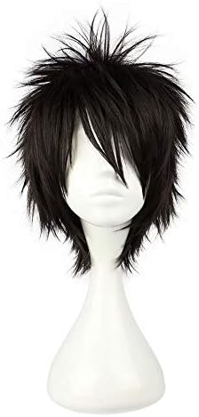 NiceLisa Halloween Party Cosplay Wig Short Black Fluffy Boy Male Anime Comic Costume Wig