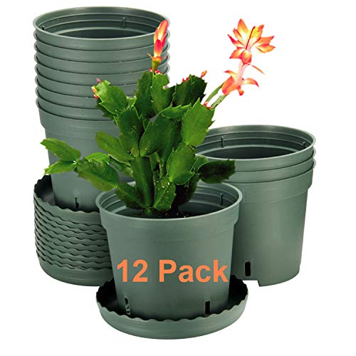 Plant Pots, ZOUTOG 6 inch Plastic Pots for Plants with