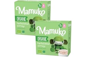 MAMUKO Organic Raw Buckwheat Porridge - High Fiber Porridge with No Added Sugar, Milk & Preservatives - Vegan Porridge Ideal for Little Ones from 4+ Months - 2 Pack (200g - 10 Servings)