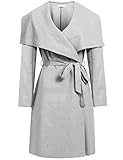Meaneor Women Wrap Trench Coat Casual Wool Tie-Belt Drape Duster Coat Outwear