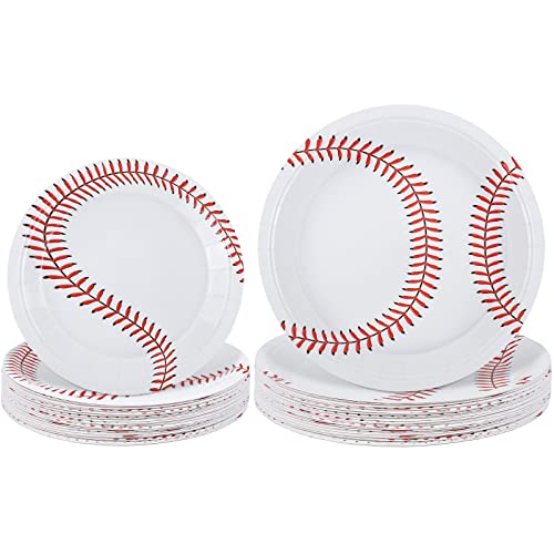 durony 72 Pack Baseball Plates 9 Inch and 7 Inch Round Baseball Themed Paper Plates Baseball