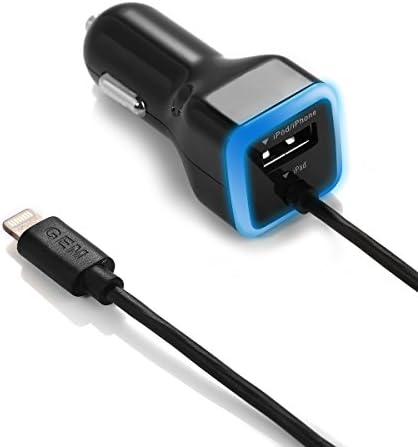iPhone Automotive Charger, [Apple MFI Certified] Lighting Automotive Charger for iPhone X, 8, 8 Plus, 7, 7Plus 6S / 6S Plus, 6, 6 Plus, SE, 5, 5S, iPad Professional, Air 2, Mini 3,with Further USB Port (Black)