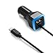 iPhone Car Charger, [Apple MFI Certified] Lighting Car Charger for iPhone X, 8, 8 Plus, 7, 7Plus 6S / 6S Plus, 6, 6 Plus, SE, 5, 5S, iPad Pro, Air 2, Mini 3,with Extra USB Port (Black)