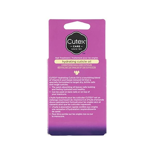 Cutex-Hydrating-Cuticle-Oil Cutex Hydrating Cuticle Oil, Formulated with Vitamin E & Sweet Almond Oil, (13.6ml) for Dry, Brittle & Rough Nails…