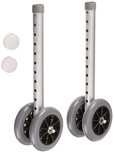 Days Double 5" Wide Wheels and Glide Caps for Bariatric Adjustable Walker, Rollator Wheels for Elderly and Handicapped, Heavy Duty and Smooth Glide Wheel Attachments for Bariatric Walkers