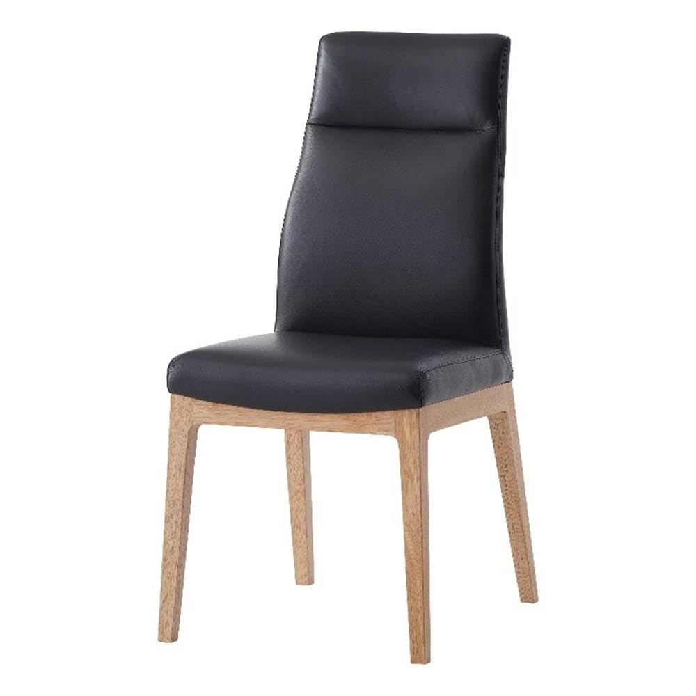 Photo 1 of *Feet scuffed* Acme Raquan Leather Upholstered Side Chairs in Black and Walnut (Set of 2)