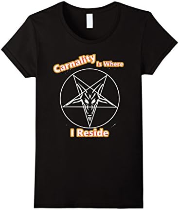Womens Baphomet Pentagram Shirt | "Carnality Is Where.." Quote Tee XL Black