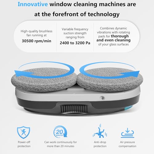 HIXZAP X1 Robot Window Cleaner with Two-Way Ultrasonic Spray, Double Propeller, 4800-6400pa, 85 ml Tank, Edge Detection, Smart Navigation, for Windows and Mirrors (Black)