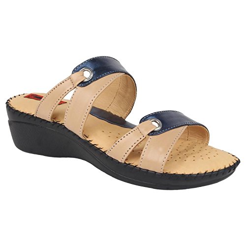 1 walk doctor sole orthotpedics leather casual footwear for women-beige::blue