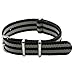 2pc Ritche 22mm Nylon Striped Black，black/gray Interchangeable Replacement Watch Strap Band