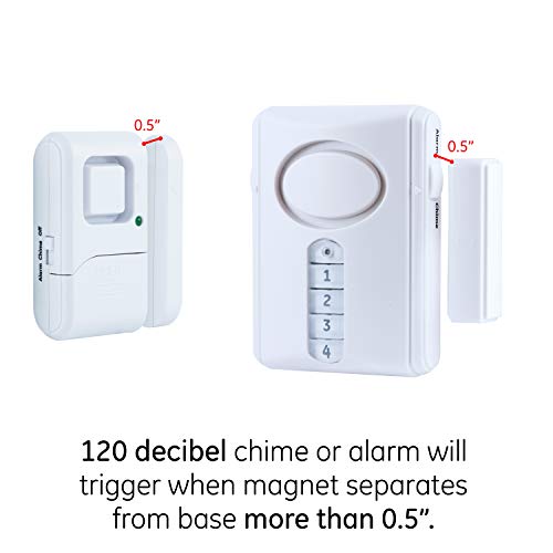 GE Personal Security Alarm Kit, Includes Deluxe Door Alarm with Keypad Activation and Window