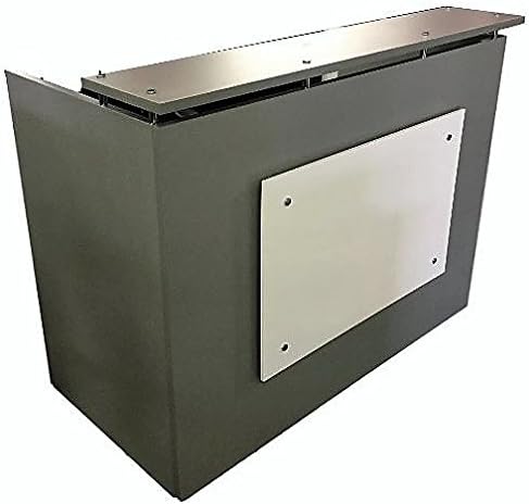 DFS Reception Desk Shell which fits a 15" Monitor - 60" W by 30" D by 44" H Silver and White Front