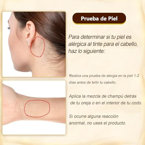 Chestnut Brown Hair Dye Shampoo 3 en 1, Champú Tinte para Cabello Marrón con Ingredientes Herbales, Cobertura de Canas, 500 ml