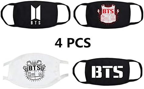 Yukijiaojiao Mouth Mask 4 Pcs Face Mouth Mask Anti-Dust Wind Cut BTS Mask for Teens Men Women Outdoor Cycling Sport in Winter Black