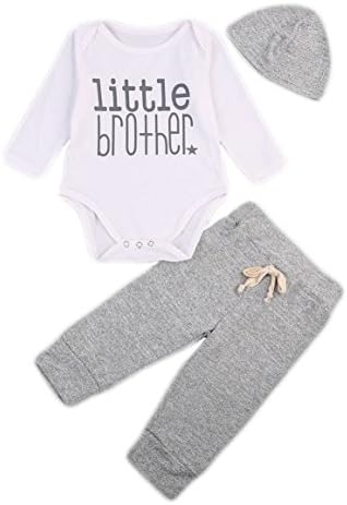 Guogo Baby Boys Little Brother Bodysuit and Pants Leggings with Hat 3pcs Newborn Outfits Set Clothes