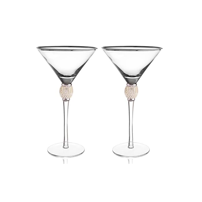 Buy Trinkware Set of 2 Stemmed Martini Glasses Rhinestone"DIAMOND