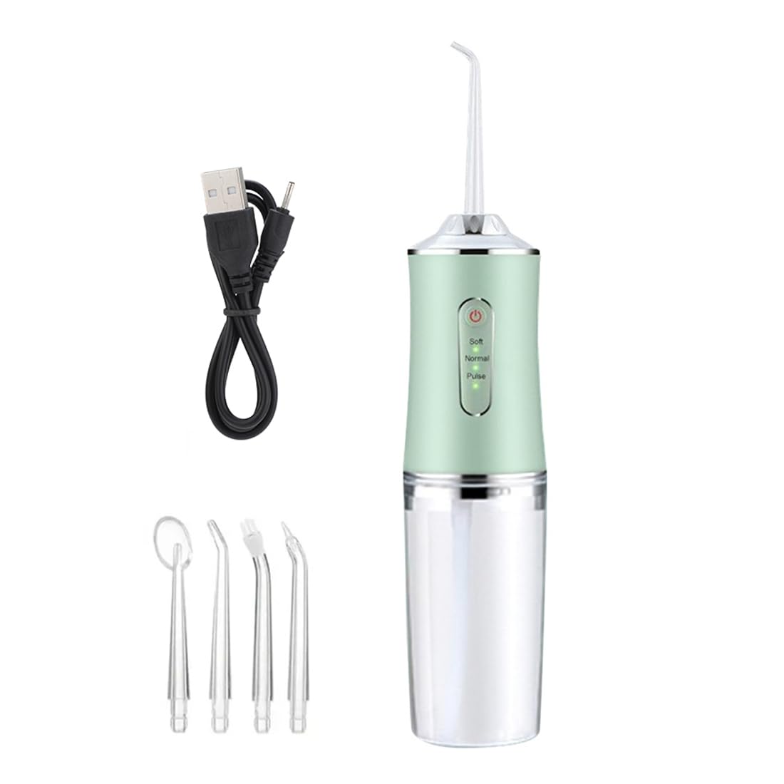 FiTspi 220ml Oral Irrigator Cordless Dental Water Flosser for Teeth Cleaning 3 Pressure Mode 4 Jet Tip IPX7 Waterproof