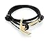 VIRGINSTONE Golden Plated Anchor Bracelets on Colorful Leather (Black)