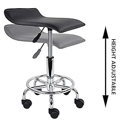 KKTONER Square Height Adjustable Rolling Stool with