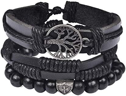 Leather Bracelet for Men Wrist Band Brown Rope Bracelet Bangle DALARAN