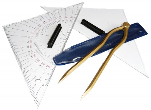 Dreimaster Navigationsset 27 cm, Navigationsbesteck - Marinezirkel mit Kursdreieck, Anlegedreieck