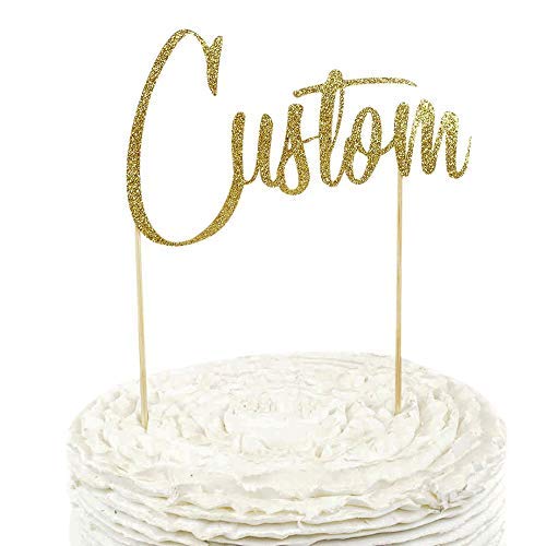 CUSTOM Gold Glitter Cake Topper Handmade
