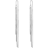 Solid 925 Sterling Silver Chain Dangle Earrings Trendy Long Tassel Earrings for Women Gifts
