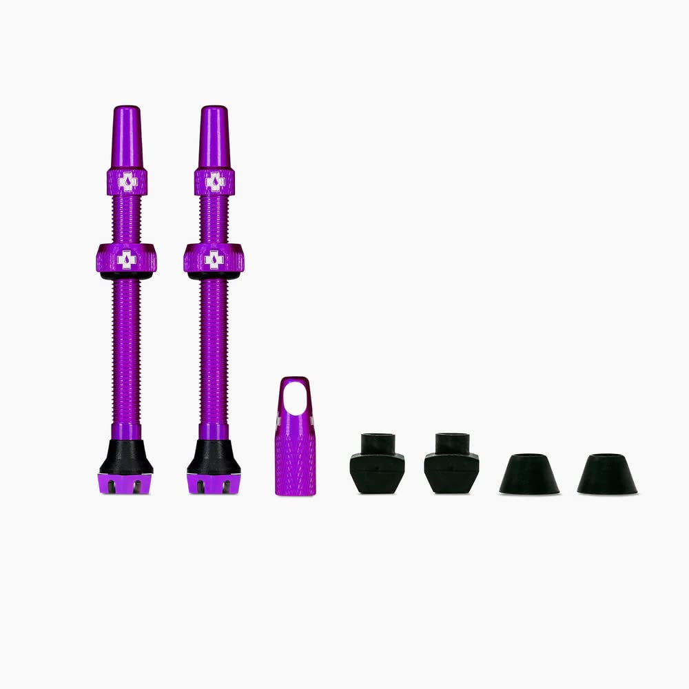 Muc-Off Purple Tubeless Presta Valves, 60mm - Premium No Leak Bicycle Valves With Integrated Valve Core Removal Tool