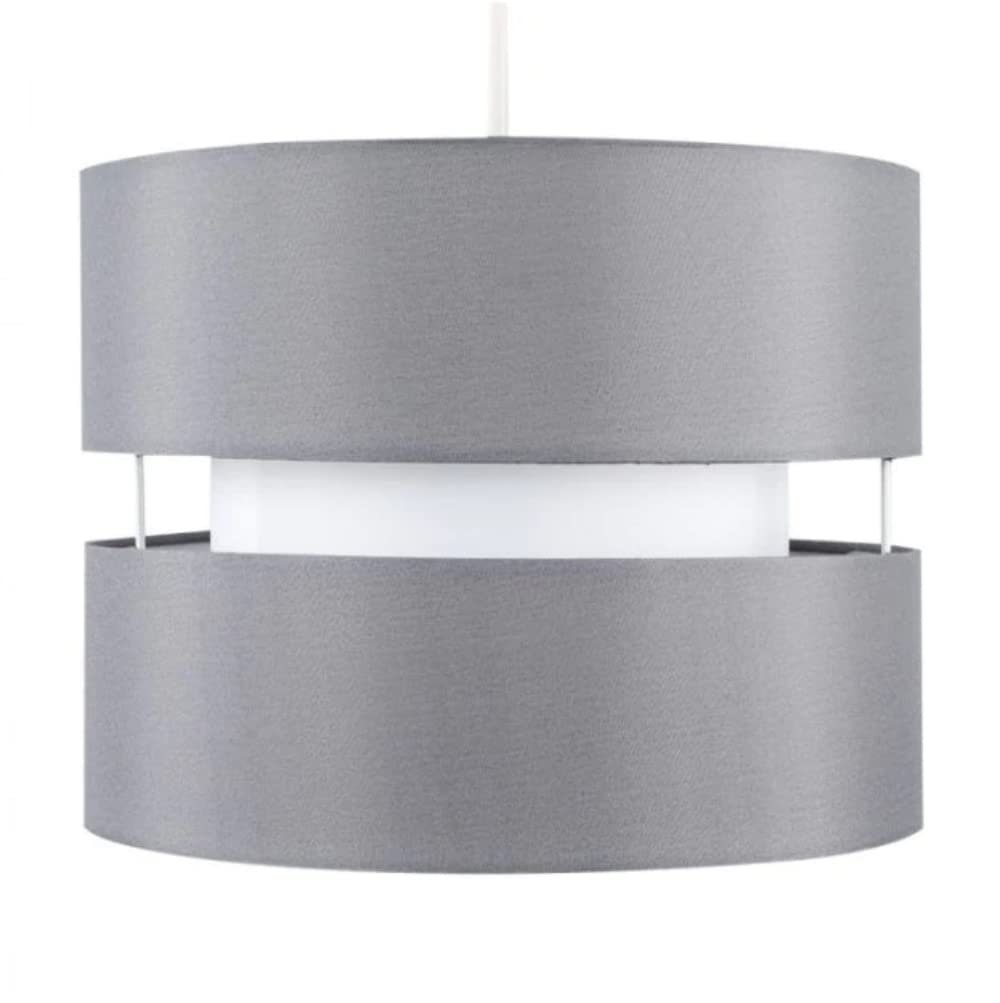 MiniSun | Modern 2 Tier Ceiling Light Shade in a Grey Finish | Pendant Lights, Home Décor & Improvement Essential | 26cm Shade Width
